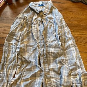 Grey and white button down flannel